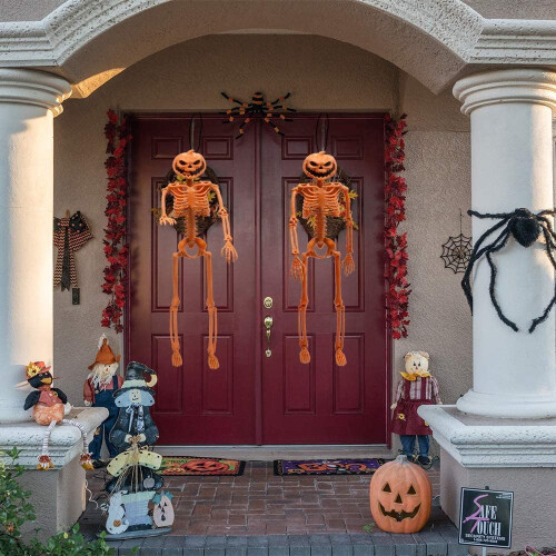 Halloween Pumpkin Skeleton Decorations with Posable Joints 1