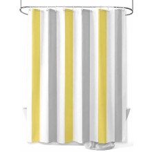 Rideau de douche minimaliste Ă rayures jaune gris blanc 72x84