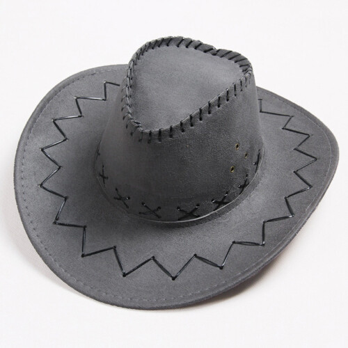 Denim Cowboyhatt Grå Polyester Bredbrättad Solhatt 1 ST