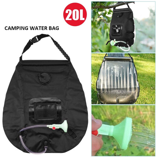 Borsa doccia solare portatile da 20 litri, colore nero