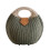 Groene rotan handtas in schelpvorm met knoopsluiting 1