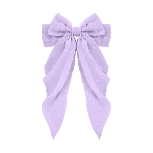 Presilha de cabelo com laço de chiffon para mulheres com cauda longa.