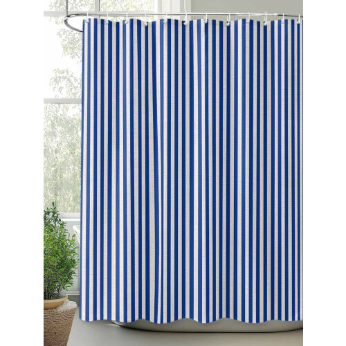 Rideau de douche à rayures bleues 36 x 78 pouces imperméable avec 1