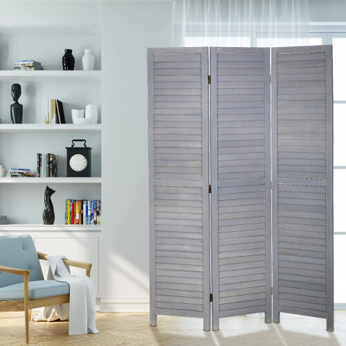 Room Divider Gray Freestanding 3-Panel 1