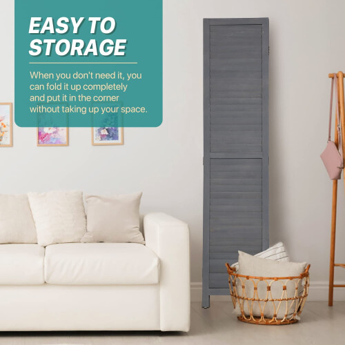 Room Divider Gray Freestanding 3-Panel 2