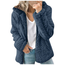 Veste Sherpa duveteuse pour femme, manches longues, fermeture éclair intégrale, chaude