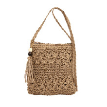Ratanová crossbody kabelka pre ženy, hnedá letná plážová kabelka