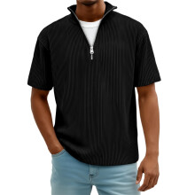 Kurzarm-T-Shirt für Herren mit Streifen und Reißverschluss
