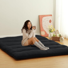Japonský futon matrac plnej veľkosti skladací tatami rohož čierny