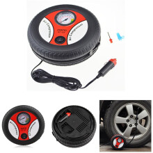 Compresor de aire portátil para neumáticos, 260 PSI, color negro y compacto.