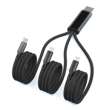 Cabo carregador USB tipo C trançado 3 em 1