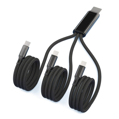 Cabo carregador USB tipo C trançado 3 em 1
