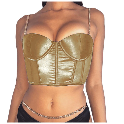 Dame sateng crop korsett V-hals ermeløs bustier