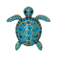 Broșă florală placată cu aur, design cu albină și broască țestoasă