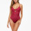 Damen-Bikini-Set mit V-Ausschnitt, einfarbig, weinrot 1