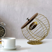 Metalen koffiepadhouder, zwart/goud, voor 30 pads