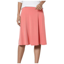 Dame ensfarvet flare midi nederdel i rosaguld S