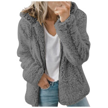Veste Sherpa duveteuse pour femme, manches longues, fermeture éclair intégrale, chaude