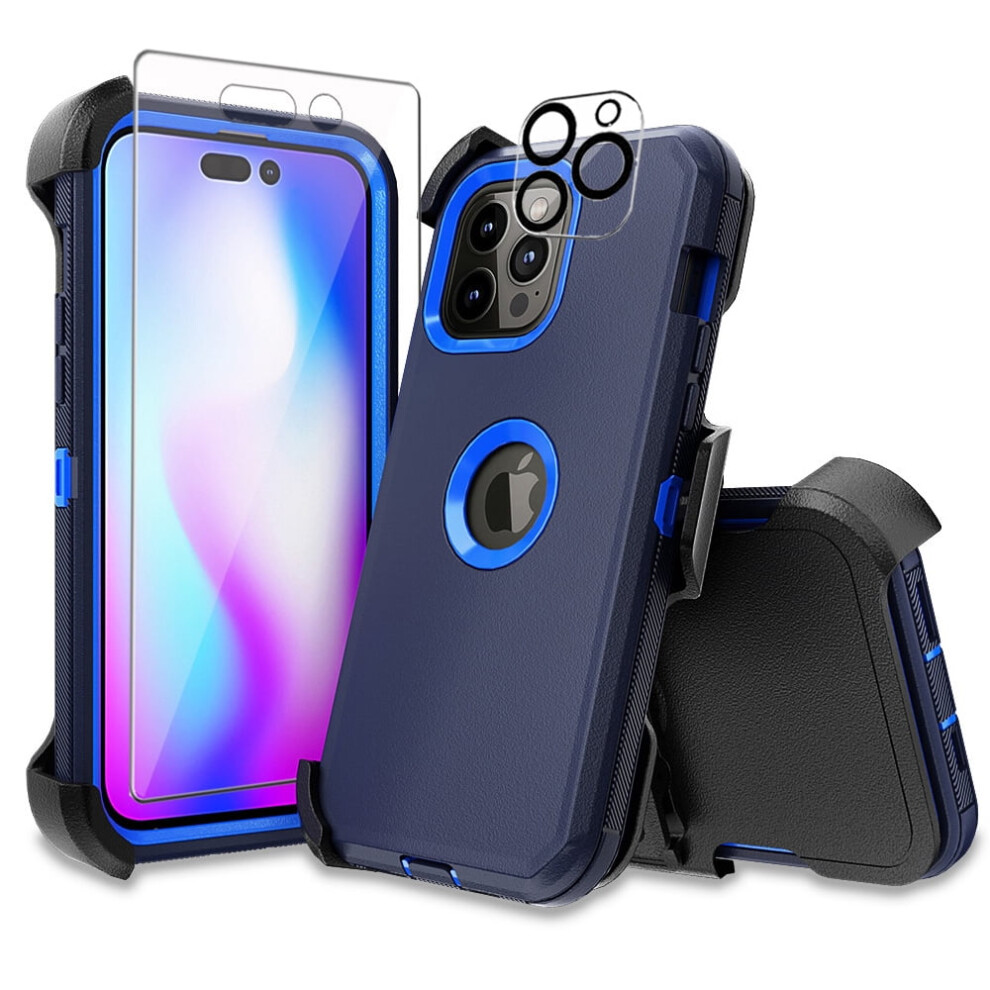 Iphone 14 Pro Case With Belt Clip And Screen Protector Dark 9370362237590