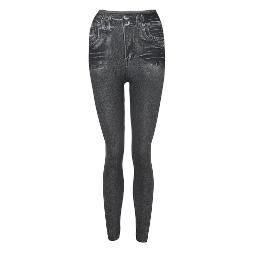 Jeans Díreacha Scíthe Meán-Ardaithe do Mhná, Liath