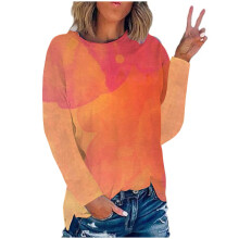 Top de manga larga con cuello redondo y estampado floral para mujer