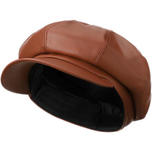 Damen-Schiebermütze aus PU-Leder im Vintage-Stil, 8-teilig