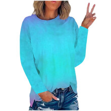Top de manga larga con cuello redondo y estampado floral para mujer.
