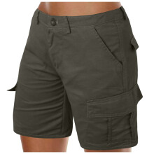 Shorts cargo femininos casuais, folgados e lisos, para o verão na praia.