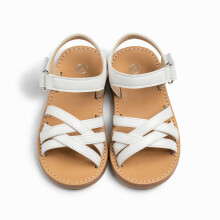 Meisjes peutersandalen met zachte zool, glitter PU, wit, maat 7.5