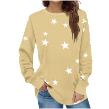 Blusa túnica de manga larga con cuello redondo para mujer