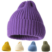 Damska dzianinowa czapka beanie, miękka wełniana, ciepła