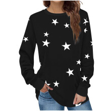 Blusa túnica informal de manga larga con cuello redondo para mujer