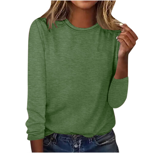 Damen-Polyester-Langarmshirt mit Rundhalsausschnitt