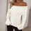 Damen-Strickpullover mit Carmen-Ausschnitt, schmaler Passform, lange Ärmel 4
