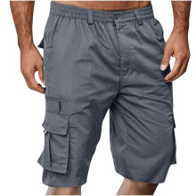 Pantalones cortos cargo para hombre, ligeros, de secado rápido, hasta la rodilla con