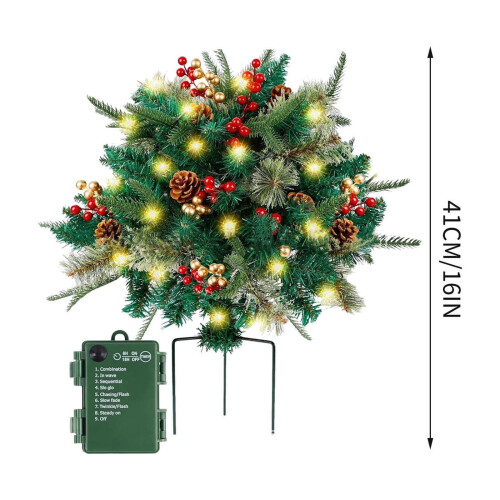 SDJMa Pre-lit Artificial Christmas Tree 40 LED Red Gold 2