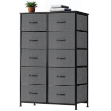 Fabric Dresser with 10 Drawers Grey