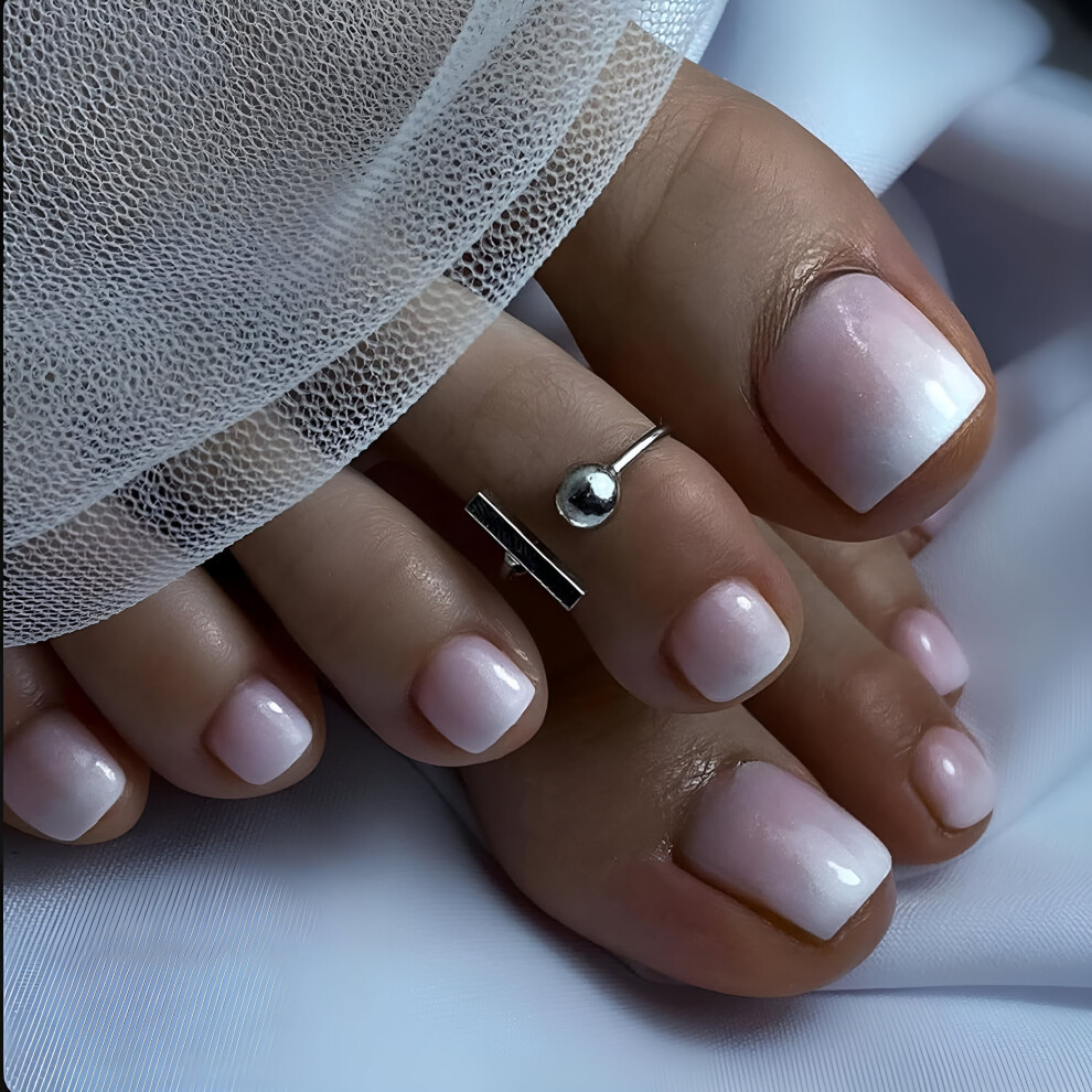 Nude Ombre Press-on Toenails Glossy Gradient 24pcs