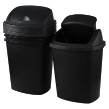 Begale plastic swing-lid trash can 6 gallon black 4 pack