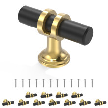 Black and Gold T-Bar Cabinet Pulls Aluminum Alloy 12 pcs