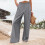 Damen-Freizeithose mit elastischem Bund und weitem Bein 2