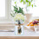 Kunstig blomst med vase i træ, dekorationssæt 7
