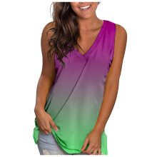 Camiseta de tirantes con cuello en V para mujer, estilo casual de verano, sin mangas.