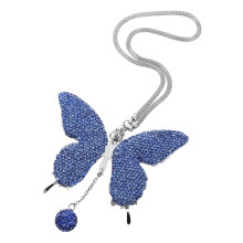 Vlinder autospiegel hangend ornament met strass steentjes (1 stuk)