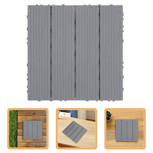 Balcony Deck Tiles Grey PP Interlocking 1 Set