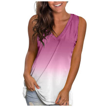 Camiseta sin mangas de verano para mujer con estampado degradado y escote en V.