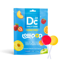 DC24 DAILY CARE Lollipops, Sugar free Suckers, Rich in Vitamin C Pops, Anti Cavity, Natural Fruit Variety Flavored 24 Lollipops for Kids