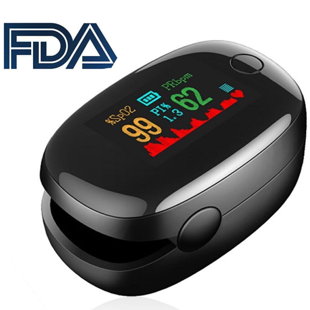 Fingertip Pulse Oximeter for Blood Oxygen Monitoring Black