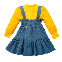 Cordrock-Set für Kleinkindermädchen, blaues Langarm-Top und
