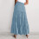 Saia maxi boho feminina com cintura alta e cordão elástico. 7